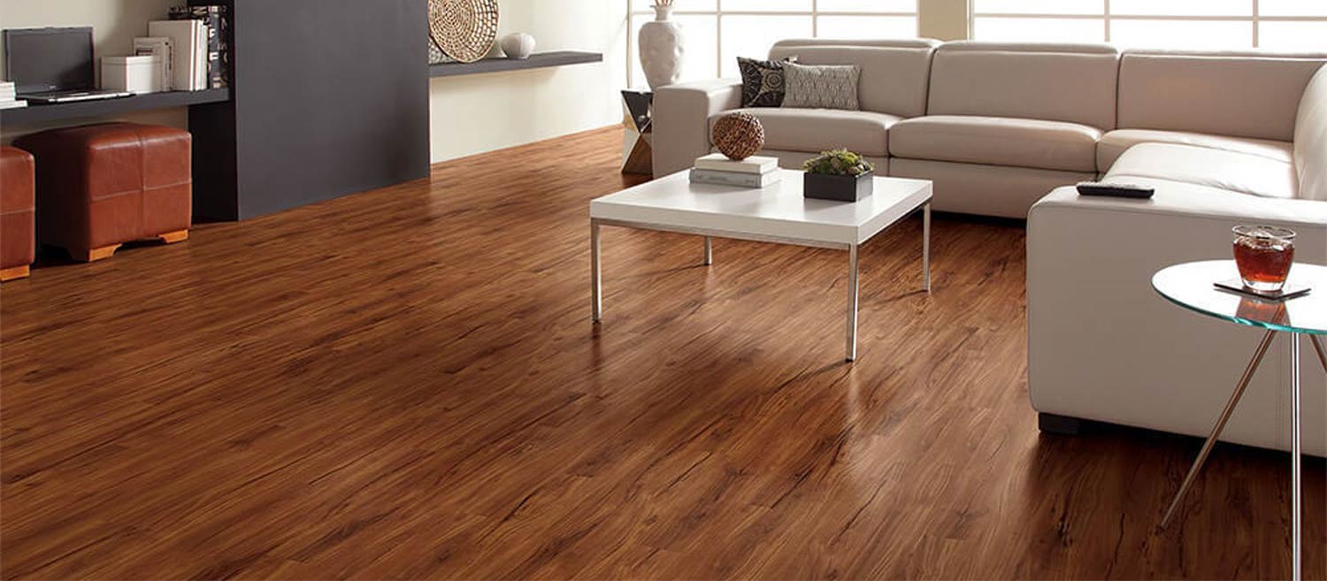 Pink and blue room scene with tan lvt flooring