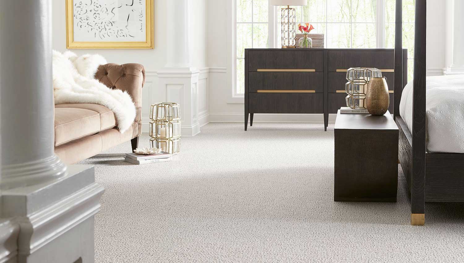 Karastan room scene with white carpet and luxurious interior